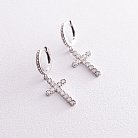 Срібні сережки "Хрестики" з фіанітами 40021.1 от ювелирного магазина Оникс