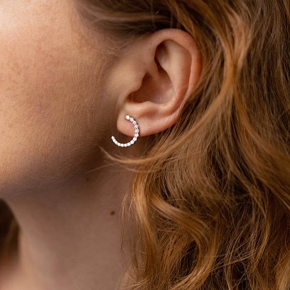 Золоті сережки - пусети "Лунниця" з діамантами сб0411cha №3