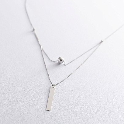 Кольє з кулькою в білому золоті (можлива гравіювання) кол01741 №4