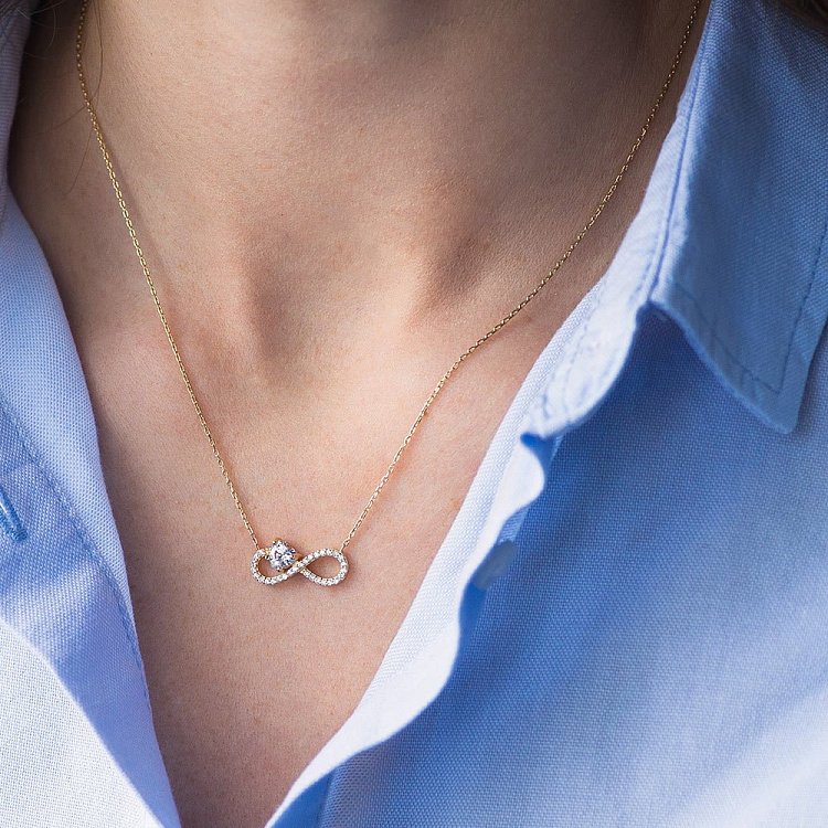 Золоте кольє "Нескінченність з фіанітом" кол01108 від ювелірного магазину Онікс - 1