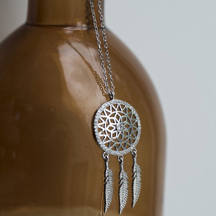 Серебряное колье "Ловец снов" (фианит) 18645 от ювелирного магазина Оникс - 6