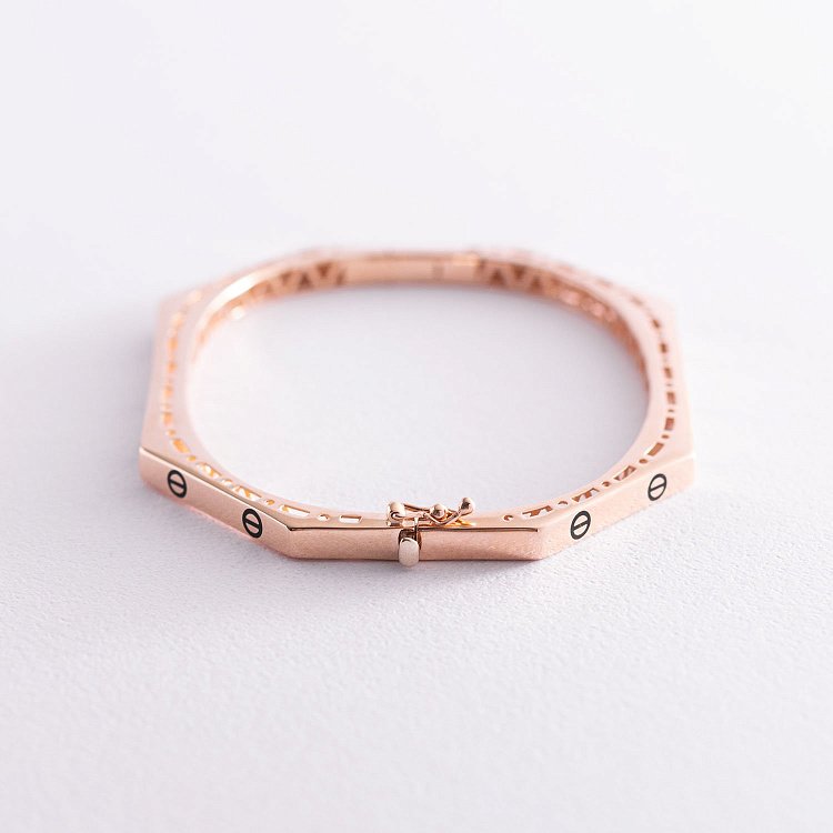 Жесткий браслет в красном золоте "Love" б04526 от ювелирного магазина Оникс - 2