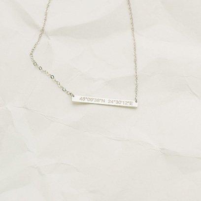Серебряное колье с гравировкой "Координаты" 18978к №5