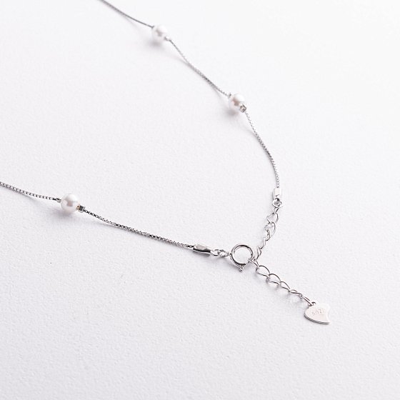 Серебряное колье с жемчугом 181377 №3