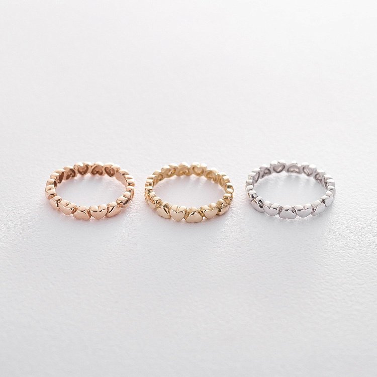 Золотое кольцо "Сердца" к05291 от ювелирного магазина Оникс - 8