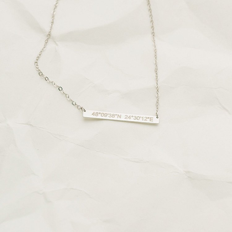 Серебряное колье с гравировкой "Координаты" 18978к от ювелирного магазина Оникс - 4
