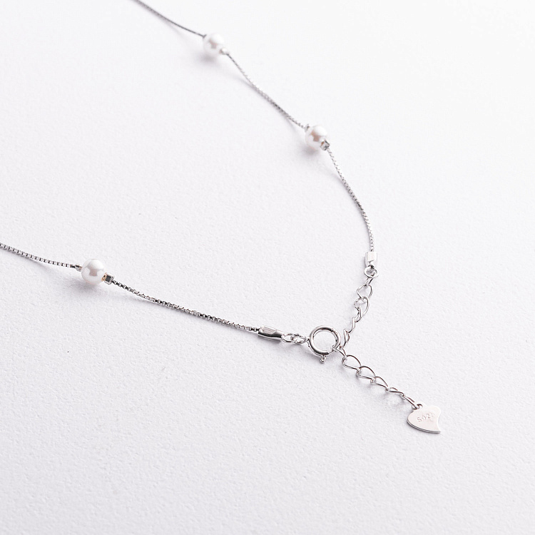 Серебряное колье с жемчугом 181377 от ювелирного магазина Оникс - 2