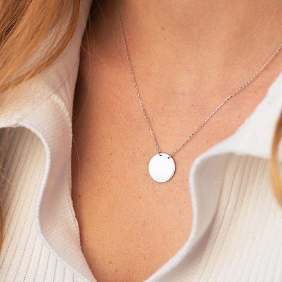 Колье "Монетка" в белом золоте (возможна гравировка) кол02460 №8