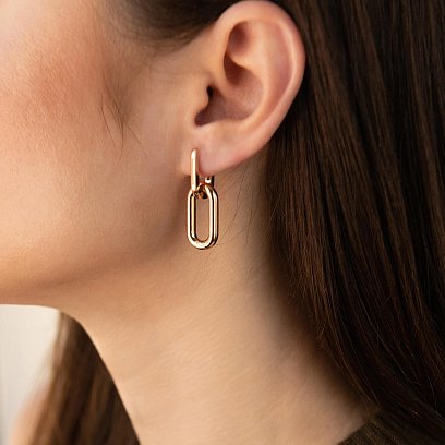 Серьги "Розмари" в красном золоте 2 в 1 с08428