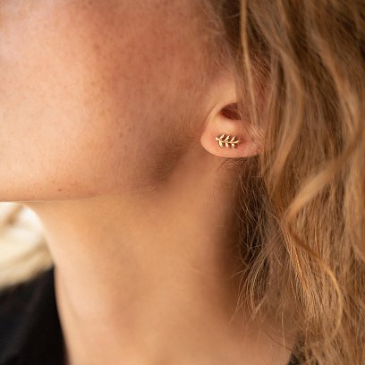 Серьги - пусеты "Веточки" в желтом золоте с08485 №5