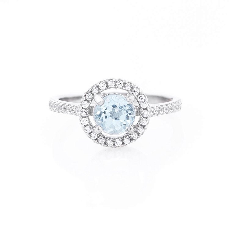 Женское кольцо с голубым топазом (фианиты) 111428 - 1 Женское кольцо с голубым топазом (фианиты) 111428 от ювелирного магазина Оникс - 1