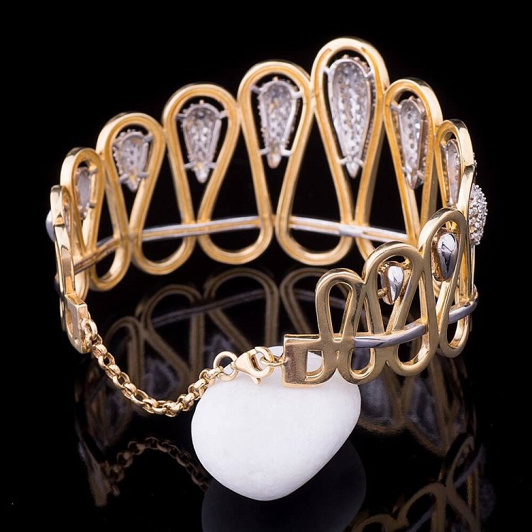 Жіночий браслет з жовтого золота з фіанітами б00004ж від ювелірного магазину Онікс - 2