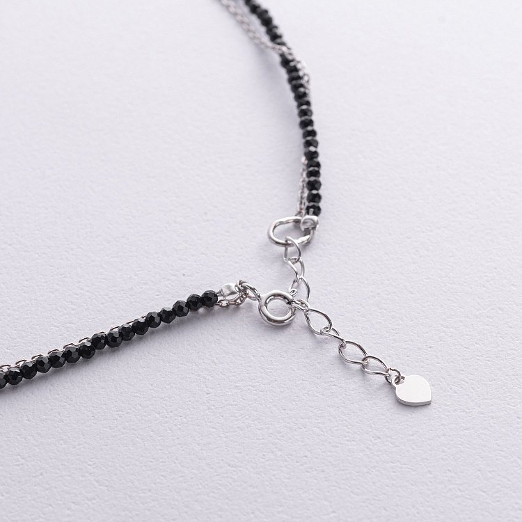 Срібне подвійне кольє (кришталь, перлина) 908-01428 від ювелірного магазину Онікс - 4