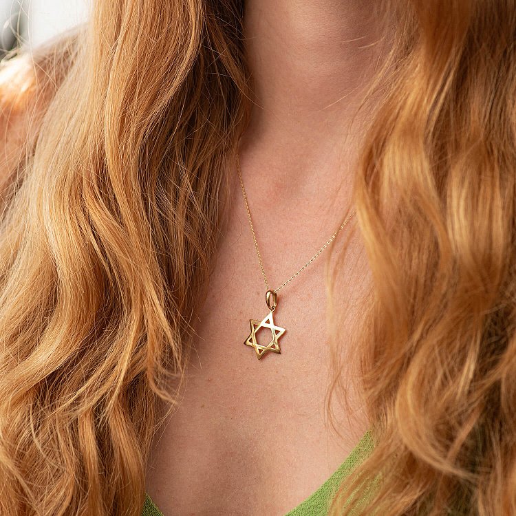 Кулон "Зірка Давида" у жовтому золоті п03828 від ювелірного магазину Онікс - 1