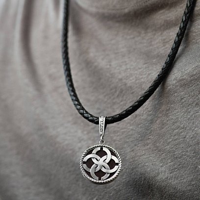 Срібний кулон – оберіг "Весільник" з ебеновим деревом 085 №2