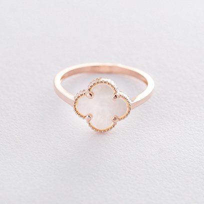 Золотое кольцо "Клевер" (перламутр) к06327