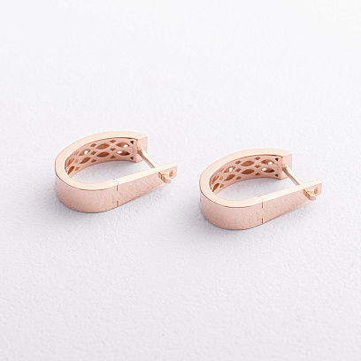 Сережки "Конюшина" з фіанітами (червоне золото) с08663 №2