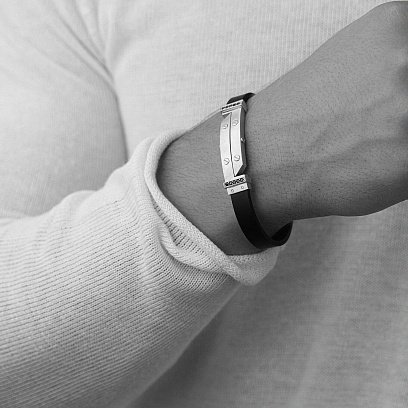 Каучуковий браслет зі срібними вставками (фіаніти) 934 №7