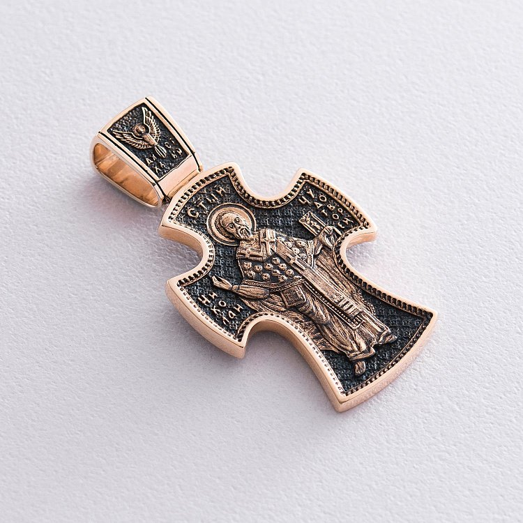 Золотий хрест з чорнінням п03264 від ювелірного магазину Онікс - 1
