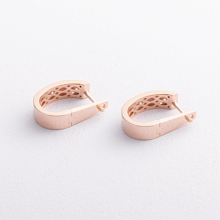 Сережки "Конюшина" з фіанітами (червоне золото) с08663 від ювелірного магазину Онікс - 1