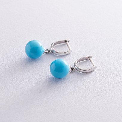 Золоті сережки з бірюзою с05967 №3