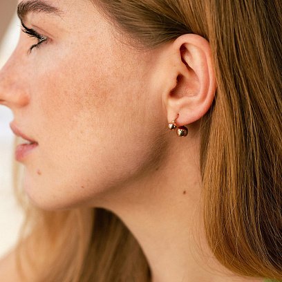 Серьги "Шарики" в красном золоте с08255 №2