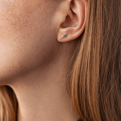 Сережки - пусети "Блискавки" у білому золоті с07942 №2