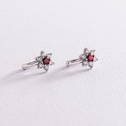 Золотые детские серьги "Цветочки" с фианитами с04820