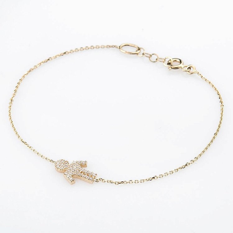 Золотой браслет "Мальчик" с фианитами б02531 от ювелирного магазина Оникс