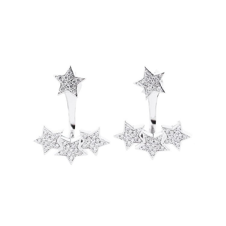 Срібні сережки "Зірочки" з фіанітами 122117 від ювелірного магазину Онікс - 3