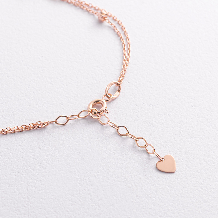 Двойной золотой браслет "Сердечко" б05840 от ювелирного магазина Оникс - 2