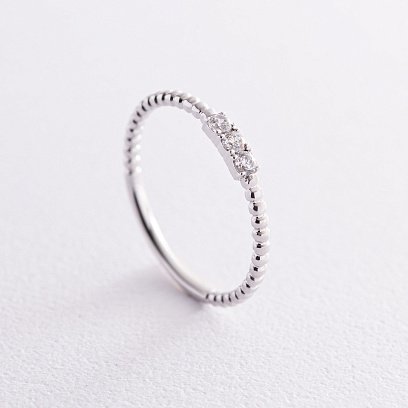 Шариковое кольцо "Мелоди" с фианитами (белое золото) к07395 №2