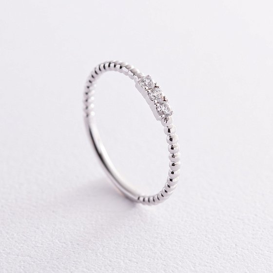 Шариковое кольцо "Мелоди" с фианитами (белое золото) к07395 №2