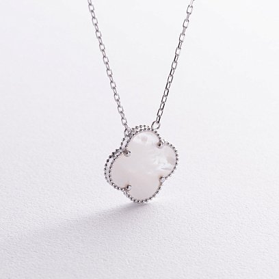 Золотое колье "Клевер" с перламутром кол02552