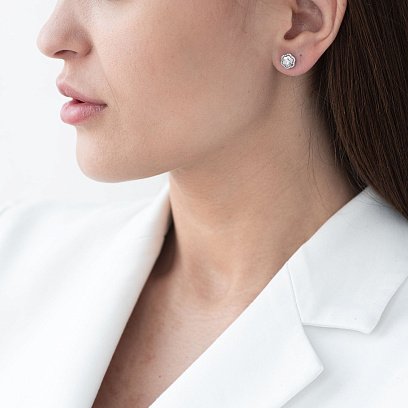 Золотые серьги - пусеты "Цветочки" (бриллианты) сб0154cs №2