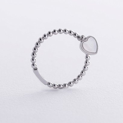 Шариковое золотое кольцо "Сердечко" с перламутром к07952 №6