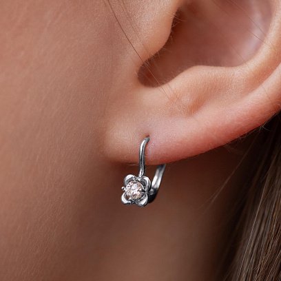 Золотые детские серьги с фианитами с05962 №4