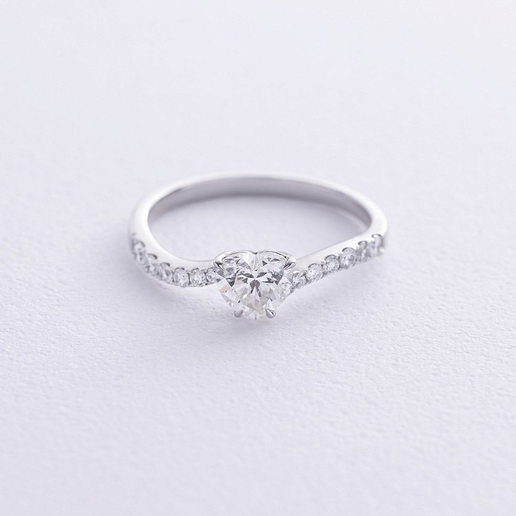 Заручальна золота каблучка"Сердечко" з діамантами кб0520nl - 7 Заручальна золота каблучка"Сердечко" з діамантами кб0520nl від ювелірного магазину Онікс - 7