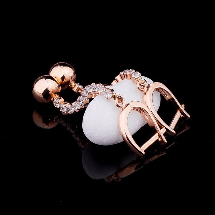 Серьги "Шарики" с фианитами с01313 от ювелирного магазина Оникс