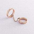 Двойное золотое кольцо на фалангу с фианитами к05513 от ювелирного магазина Оникс