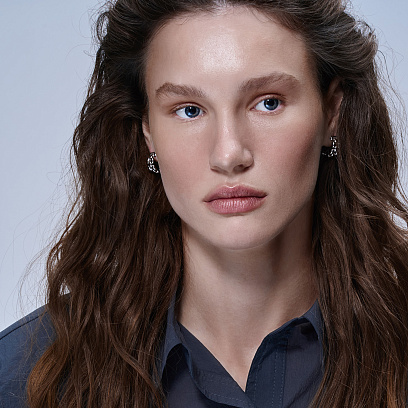 Сережки - кільця "Charlie" у білому золоті с09619 №4