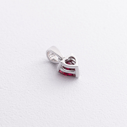Серебряный кулон "Сердечко" (синт. рубин) 3018/1р-HRUB №2