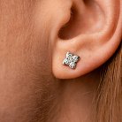 Золоті сережки - пусети "Клевер" з діамантами сб0567sm от ювелирного магазина Оникс - 1