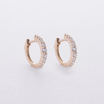 Сережки - кільця з фіанітами (жовте золото) с09172