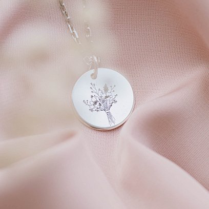 Серебряный кулон с гравировкой "Цветочки" 132724цв №7