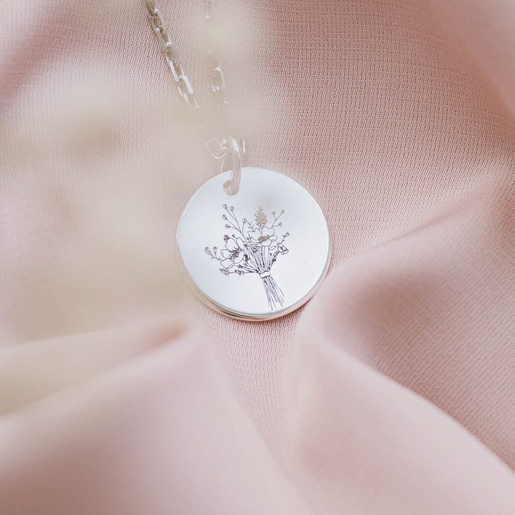 Серебряный кулон с гравировкой "Цветочки" 132724цв от ювелирного магазина Оникс - 6