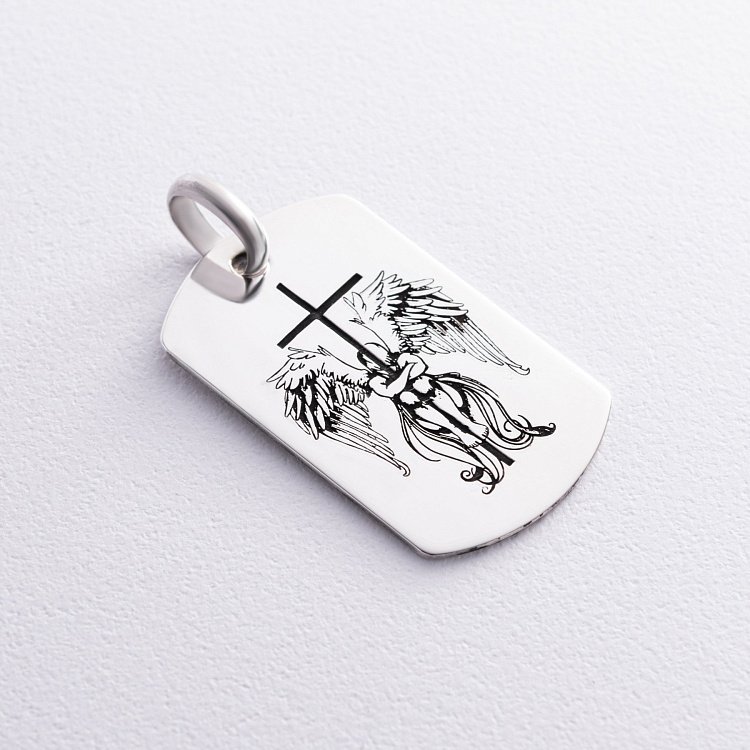 Серебряный жетон "Ангел Хранитель. Молитва" (большой) 133350-8 от ювелирного магазина Оникс - 4