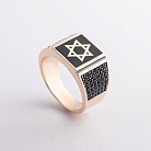 Чоловіча золота печатка "Зірка Давида" (фіаніти, емаль) к06979 от ювелирного магазина Оникс - 2
