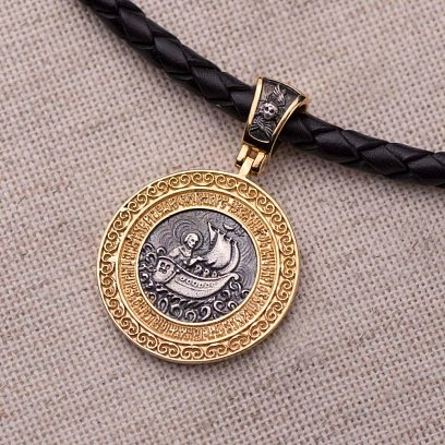 Серебряная подвеска "Св. Николай" позолота 132471 №4