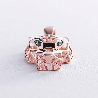 Підвіска "Пантера" у червоному золоті (фіаніти) п03679 №2